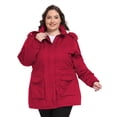 thumbnail image 3 of Soularge Women's Plus Size Winter Coat Warm Thicken Cotton Jacket with Hood Red 2X, 3 of 10