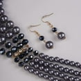 thumbnail image 5 of 1920s Flapper Faux Pearl Strand Necklace and Earrings Set Boho Vintage Layered Long Chunky Crystal Stacked Choker for Women, 5 of 12