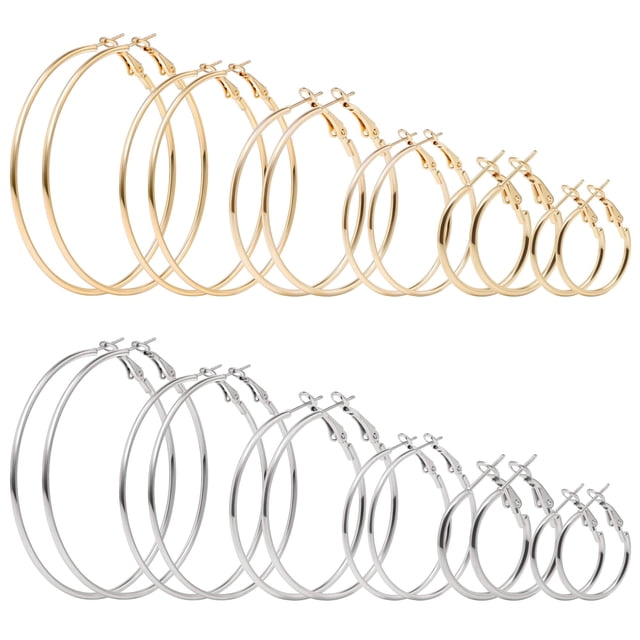 Pendientes de aro ONKAZO chapados en oro de 14 quilates para mujer, 12 pares