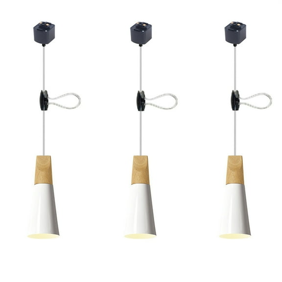 JLOWCO Adjustable H Track Pendant Lighting 3 Pack Living Room Modern Pendant Led Lighting Fixtures Ceiling Small Vintage Lamp White Bed Led Lights (LED Bulb Include)