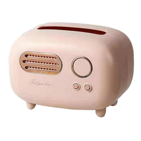 Retro Radio Shape Tissue Cover Box for Kitchen, Bathroom Vanity Countertops, Night Stands, Desks and Tables, Pink,1 x Tissue Cover Box,Pink