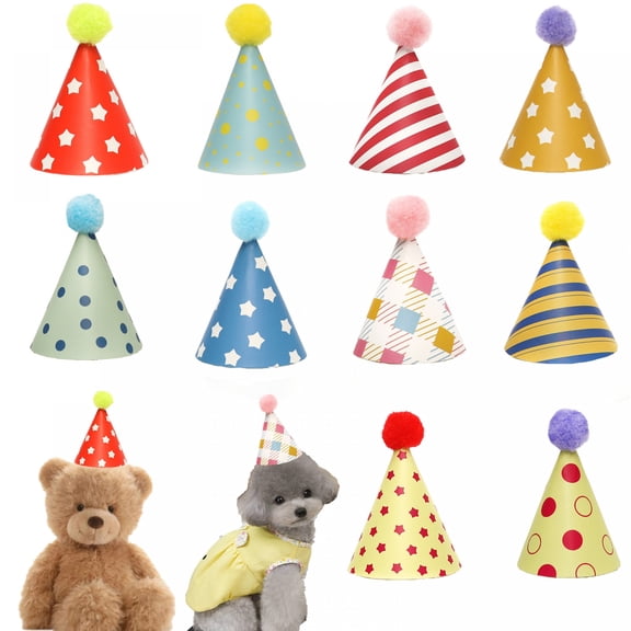 Mini Party Hats for Stuffed Animals and Small Pet, Colorful Tiny Birthday Hats Party Decorations