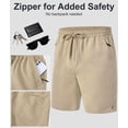 thumbnail image 2 of Lavenicole Men's Shorts Summer Casual Elastic Waist Drawstring, Lightweight with Zipper Pockets Khaki 32W, 2 of 4