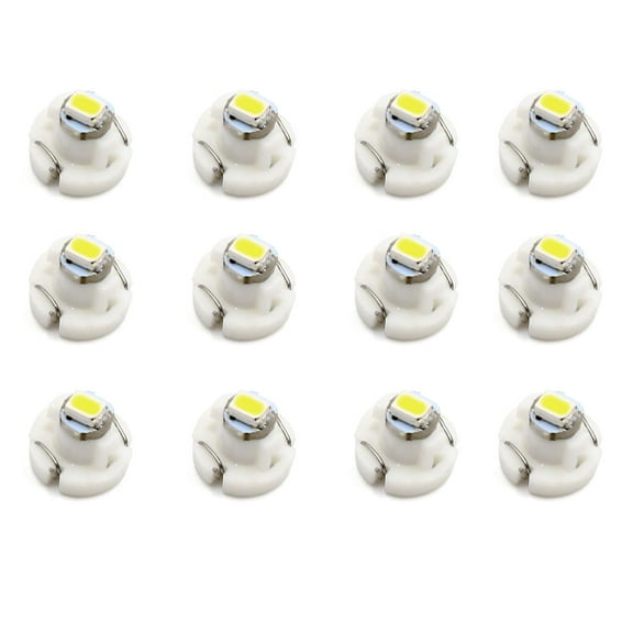 12pcs 12V T3 1206- White Auto Car Interior Dashboard Panel Light Bulb