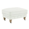 thumbnail image 3 of Rustic Manor Audriana Linen Cocktail Ottoman with Casters, Button Tufted, Cream White, 36 x 25 x 20, 3 of 7