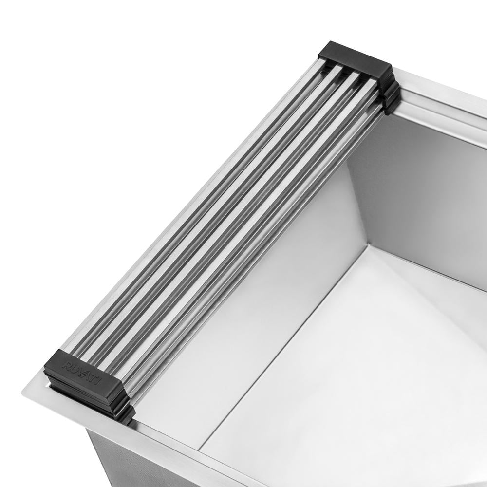 Ruvati USA RVA1395 12 in. Stainless Steel & Silicone Foldable Drying Rack for Workstation Sinks Dish Mat Trivet