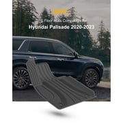3W Floor Mats & Cargo Liner For 2020-2024 Hyundai Palisade 8 Seat (Only for Bench Seat) Custom Fit TPE All Weather Car Floor Liner Black