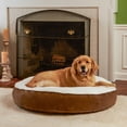 thumbnail image 2 of Happy Hounds Scout Deluxe Round Dog Bed, Extra Small, 24", Latte/Sherpa, 2 of 9