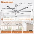 thumbnail image 6 of Parrot Uncle Industrial 100" Silver HVLS Ceiling Fan with LED Lights and Remote Control, 6 of 15