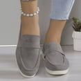 thumbnail image 5 of Lovskoo Women's Faux Suede Loafer Flats Soft-Soled Round Toe Ankle High Slip On Casual Flat Penny Shoes Gray, 5 of 6