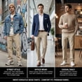 thumbnail image 6 of Men's Heavyweight Cotton-Blend Casual Pants, 360GSM Winter Straight Cut Trousers with Embossed Detailing (29" Inseam), 6 of 12