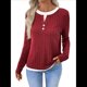 thumbnail image 1 of Camisetas Informales de Cuello Redondo y Bloques de Color para Mujer, de Larga y Corte Entallado, para Otoño Rojo XL, 1 of 9