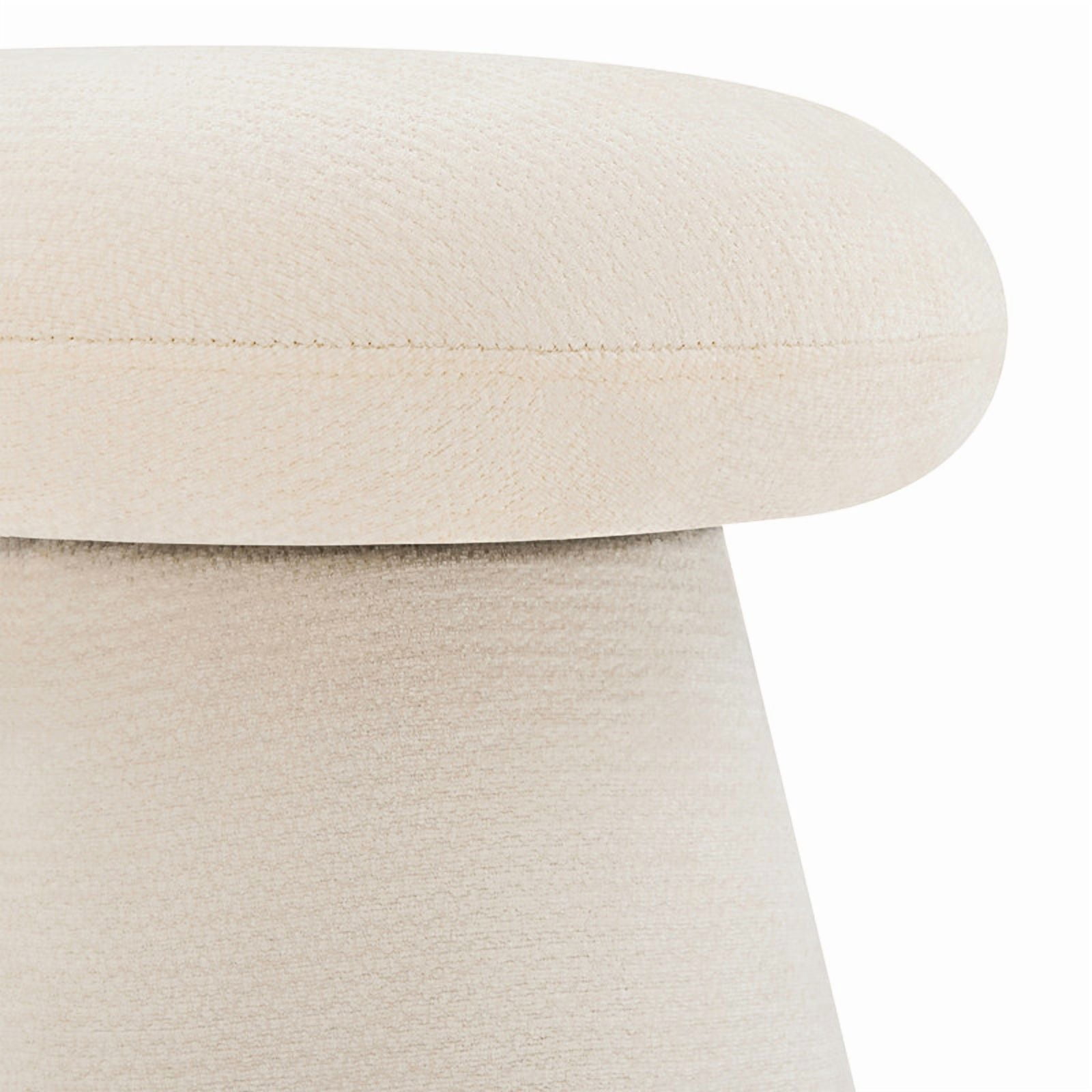 Spruce & Spring Swivel Upholstered Chenille Ottoman Footstool, Accent Stool for Living Room, Bedroom & Vanity, Linen, 17x16x16in