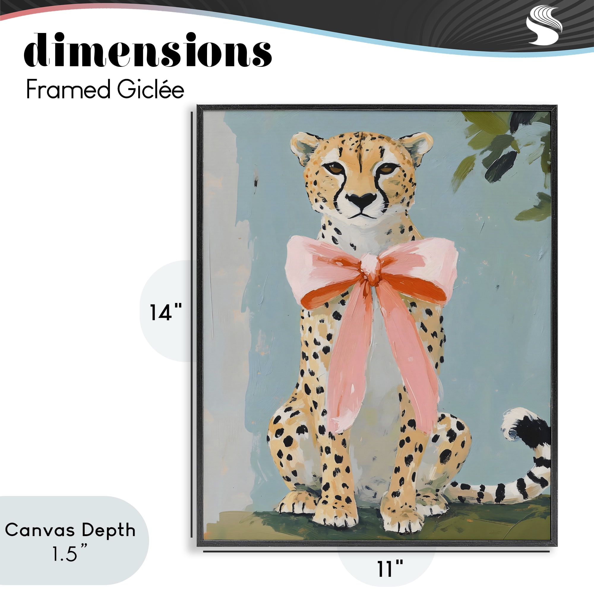 Stupell Industries Cheetah with Big Pink Bow Black Framed Giclee Art, design by The Prints Vibe