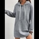 thumbnail image 2 of Suéter Deportivo Informal de Larga con Cordón y Cuello de Gofre para Mujer, Holgado, con Capucha y Bolsillos Gris XXL, 2 of 3