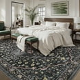 thumbnail image 5 of VUNATE 5'x7' Area Rugs for Living Room Washable Rugs Floral Vintage Area Rug Botanical Indoor Carpet Soft Rugs for Bedroom Office Dining Room Kitchen Accent Rug Contemporary Home Decor Black, 5 of 9