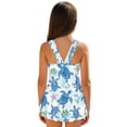 thumbnail image 2 of FOR U DESIGNS Girls One Piece Swimsuit with Skirt Comfortable Hawaiian Swimwear with Skirt Modest Beach Swim Dress 3-13 Years, Turtle Leaf, 2 of 7