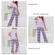 thumbnail image 3 of Women Short Sleeve Pajama Set Drawstring Closure Pants Pullover Top 2 Piece Loungewear Set Purple XXL, 3 of 4
