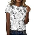 thumbnail image 2 of ALLLIST Holiday Women's Tops White Crew Neck T-Shirts Floral Short Sleeve Fashion Shirts Tops for Ladies, 2 of 5