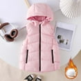 thumbnail image 2 of Kids Puffer Vest Hooded Pink Down Vest Zipper Lightweight Sleeveless down Jacket Girl Vest 4-5 Years, 2 of 4