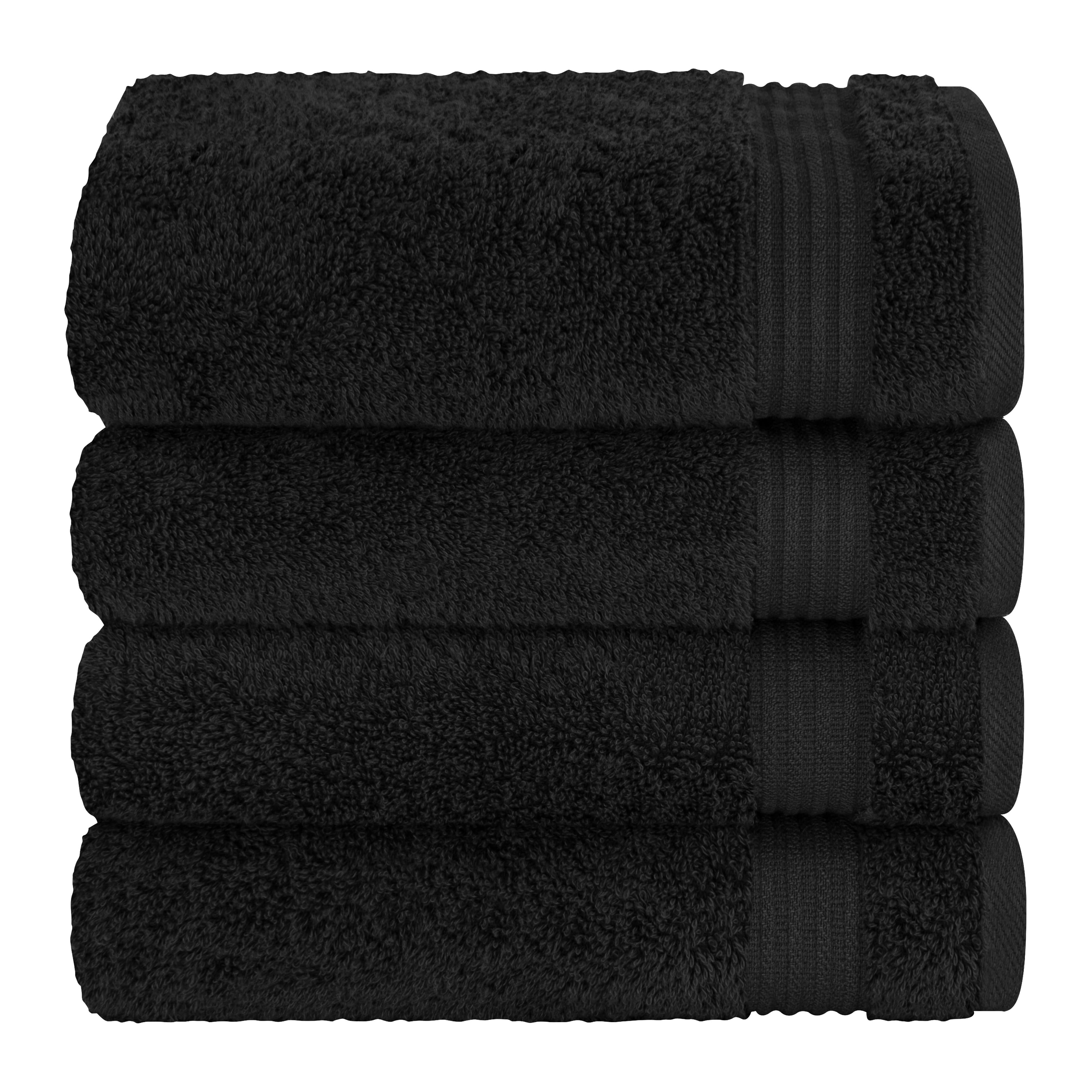 Cotton Paradise 100% Cotton Turkish 4 Piece Hand Towel Set, Soft Absorbent Face Towels Clearance Set, Black