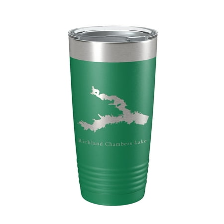 

Richland Chambers Lake Reservoir Map Tumbler Travel Mug Insulated Laser Engraved Coffee Cup Texas 20 oz Green