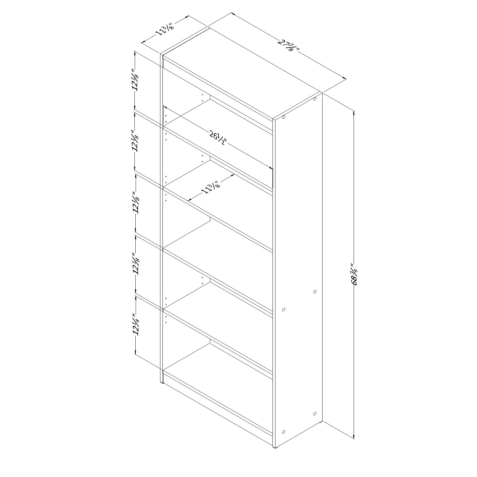 South Shore Smart Basics 68" 5-Shelf Bookcase, Multiple Finishes - image 5 of 6