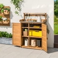 thumbnail image 2 of Costway Outdoor Potting Bench with Galvanized Metal Countertop 3 Hanging Hooks Natural, 2 of 10
