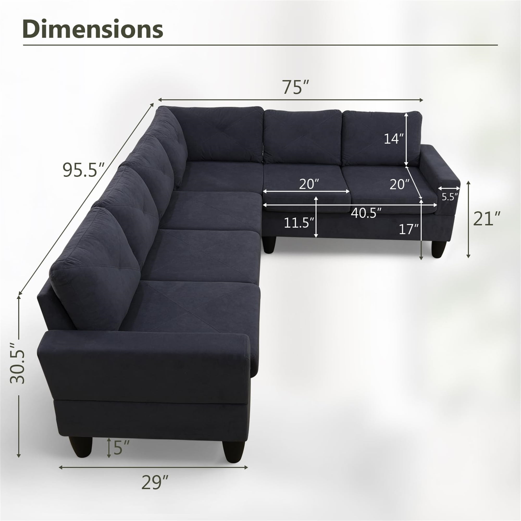 Aukfa AK-FS03-076 6-Seater L Shaped Sectional Sofa - Walmart.com