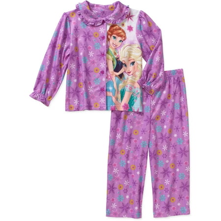 Disney Frozen Toddler Girl Button Down Pajama Set - Walmart.com