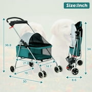 NiamVelo Dog Stroller Folding Pet Stroller Cat Stroller with 4 Wheels Portable Doggy Stroller with Cup Holders, Teal