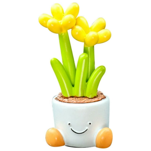 Flowerpot Small Ornaments Desktop Cute Doll Car Center Console Resin Car Decoration