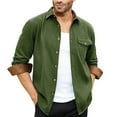 thumbnail image 1 of Blusa y camisa de manga larga con cuello vuelto para hombre, informal, lisa, con botones y bolsillo, de poliéster, 1 of 3