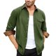 thumbnail image 1 of Blusa y camisa de manga larga con cuello vuelto para hombre, informal, lisa, con botones y bolsillo, de poliéster, 1 of 3