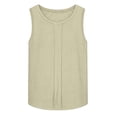 thumbnail image 4 of ClodeEU Women's Summer Linen Cotton Crew Neck Sleeveless Tank Top ,Solid Color Pleated Casual Blouse Beige,Women's Plus L, 4 of 6