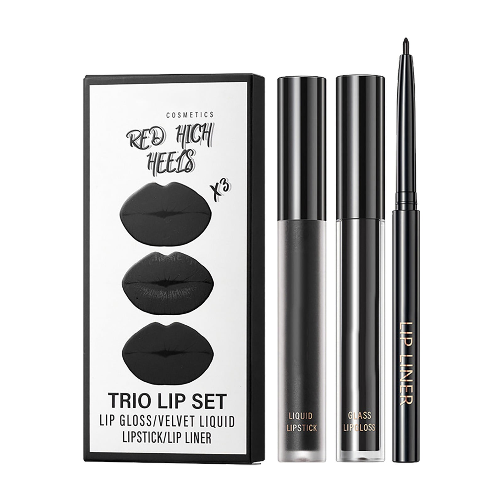 Mattes Lip Gloss Trios Set Non Sticky Non Fading Moisturizing And Nourishing With Precise Lip Liner 3ml