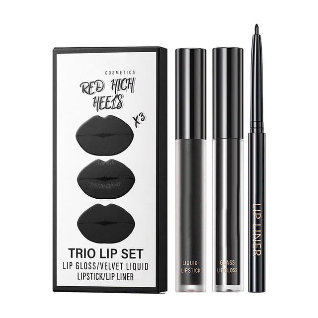 Mattes Lip Gloss Trios Set Non Sticky Non Fading Moisturizing And Nourishing With Precise Lip Liner 3ml