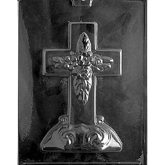 Grandmama's Goodies R025 Large Cross w/Base Chocolate Candy Soap Mold with Exclusive Molding Instructions
