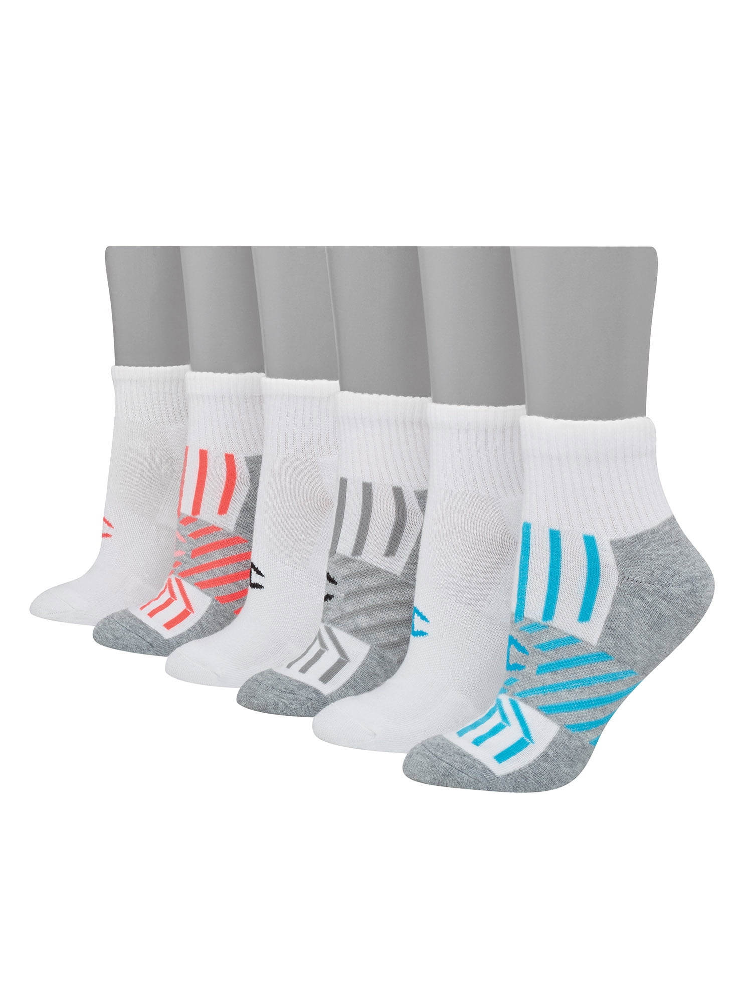 6 Pairs Cotton Ankle Socks 9-11 White with Pink H/T Women's Sports M HEAVY crew 