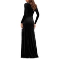 thumbnail image 5 of V Neck Velvet Dresses for Women - Long Sleeve Bodycon High Slit Mermaid Formal Gowns Wedding Guest Dresses, 5 of 7