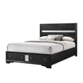 thumbnail image 4 of Benjara Regi Queen Bed- 2 Storage Drawers- Silver Striped Headboard- Black Wood, 4 of 6