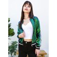 thumbnail image 4 of Womens Long Sleeve Front Zip Track Stripe Sequin Bomber Jacket, Mermaid, Small, 4 of 5