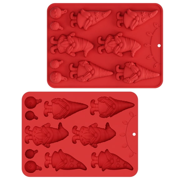2Pcs Festives Silicones Chocolate Mold Detailed Gnomes Multipurpose Kitchen Tool