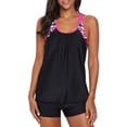 thumbnail image 1 of Womens Blouson Striped Printed Strappy T-Back Push up Tankini Top with Shorts, 1 of 6