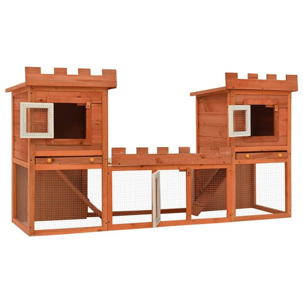 Online Gym Shop CB17603 Outdoor Wooden Chicken Coop Rabbit Hutch House Pet Cage Double House with Run 76 in. Large Walmart
