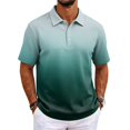 thumbnail image 2 of KLHDSF Men's Polo Shirts Short Sleeve Gradient Color Gym Workout Golf T-Shirt Casual Fashion V Neck Button Down Tops 2026 Cyan XL, 2 of 7