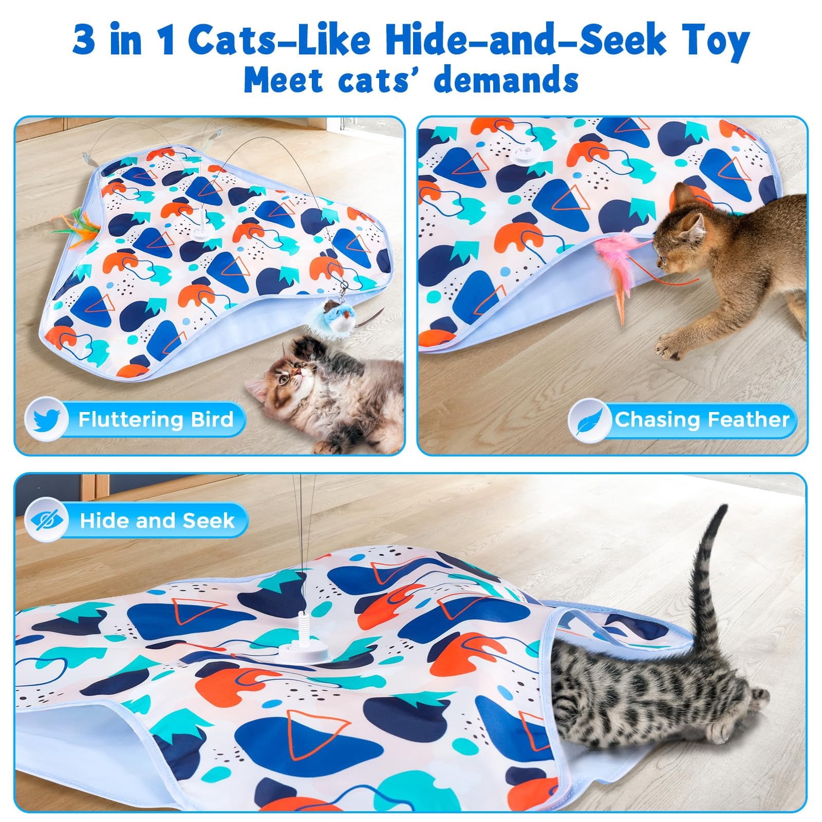 Interactive Cat Toys Rechargeable Three-in-one Hide-and-seek Automatic Suitable For Kitten To Interact And Play Automatically  With A Bird-shaped Indoor Cats
