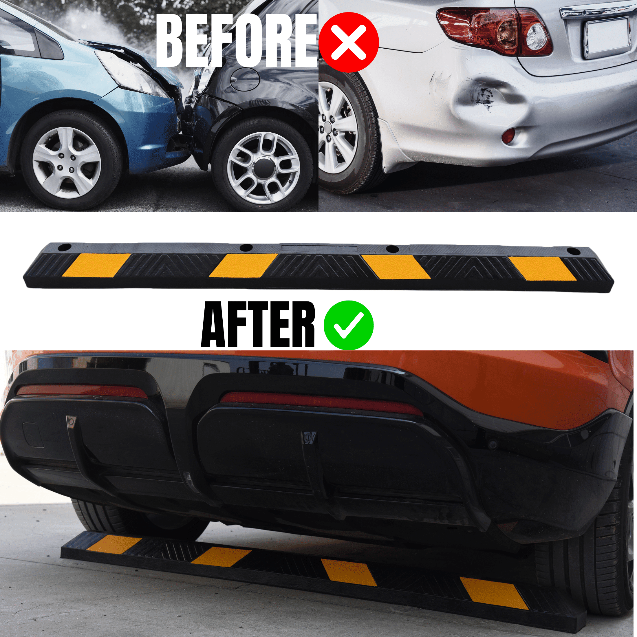 BESEA 2 Pack Parking Stopper for Garage, 6 FT Rubber Parking Block Garage Floor Stopper, Safe Parking