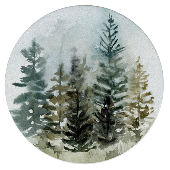Thirstystone Tree View in the Mist Round Natural Sandstone Coaster 4-Pack