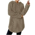 thumbnail image 3 of BiZtdJrK Womens Fuzzy Hoodie Sweatshirt Mid Length Winter Thermal Pullover Tops Cozy Fleece Drawstring Sweatshirts Khaki L, 3 of 10